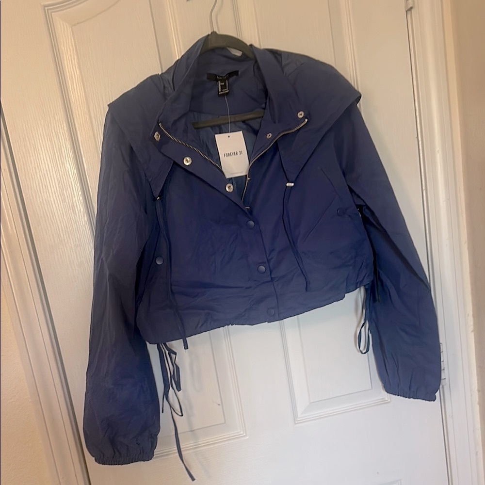 Navy Blue Cropped Jacket